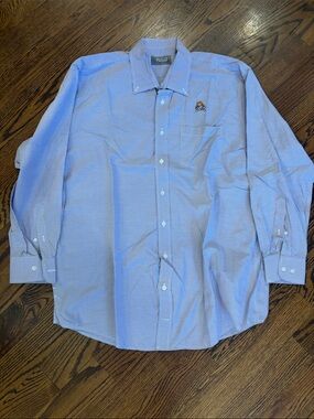 Classic purple plaid Long-Sleeve Dress Shirt with Chest Embroidery